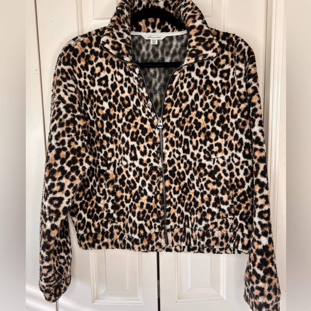 Express Leopard Print Teddy Jacket